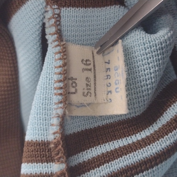 Marberni, 60's Union Made Vintage Elegant Blue/Brown Long Sleeve Dress Size 16 - Picture 14 of 16